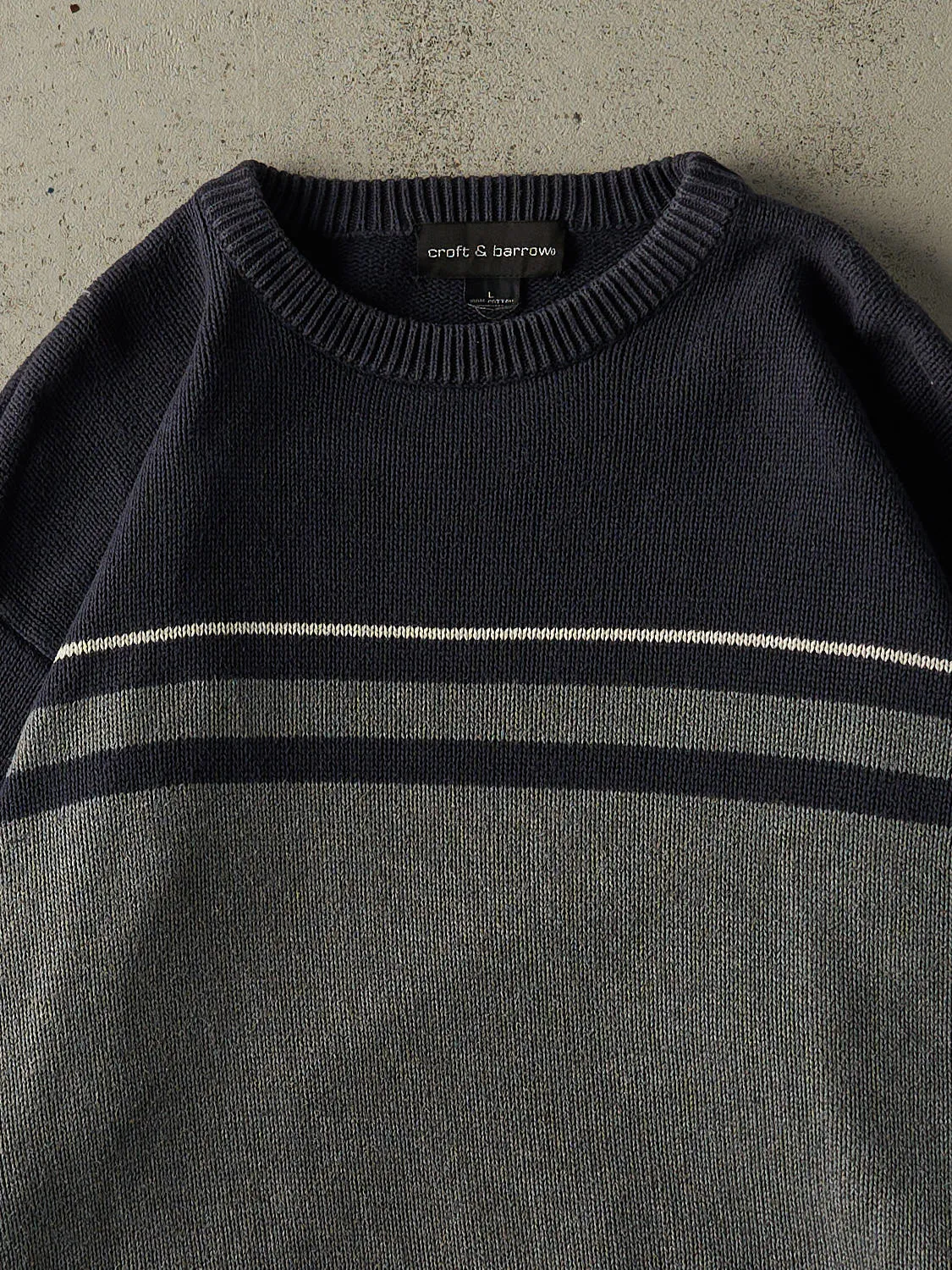 Vintage 90s Navy Blue & Grey Knit Pullover (L) sold by Rebalance Vintage product image thumbnail 2