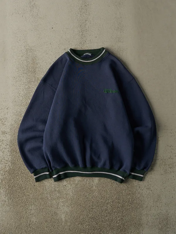 Vintage 90s Navy Blue Wilson Embroidered Crewneck (S/M) sold by Rebalance Vintage