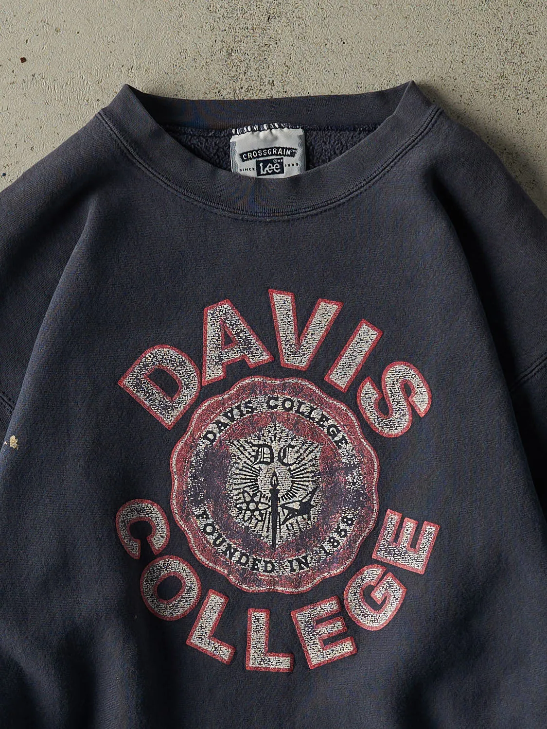 Vintage 90s Sun Faded Navy Davis College Crewneck (M) sold by Rebalance Vintage product image thumbnail 2