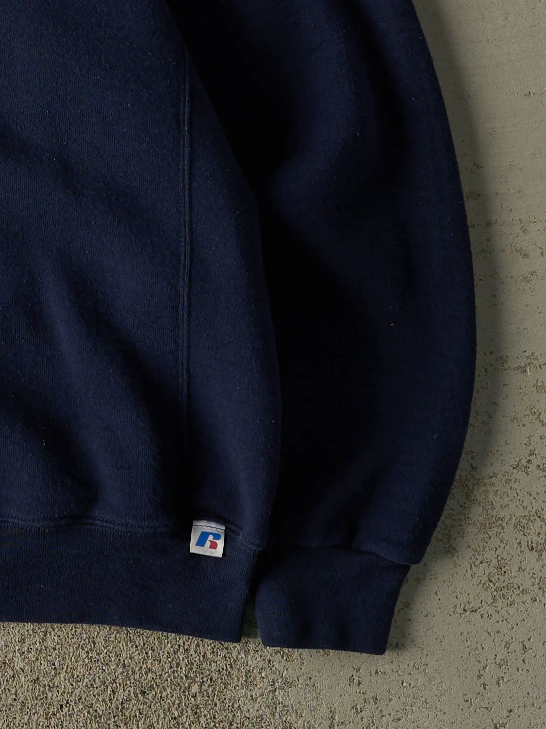Vintage Y2K Navy Blue Russell Athletic Blank Crewneck (L) sold by Rebalance Vintage product image thumbnail 4