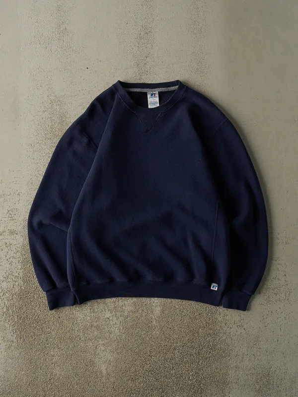Vintage Y2K Navy Blue Russell Athletic Blank Crewneck (L) sold by Rebalance Vintage