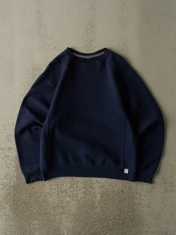 Vintage Y2K Navy Blue Russell Athletic Blank Crewneck (M/L) sold by Rebalance Vintage