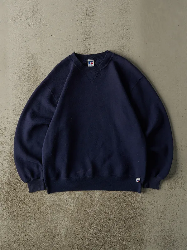 Vintage 90s Navy Blue Russell Athletic Blank Crewneck (M/L) sold by Rebalance Vintage