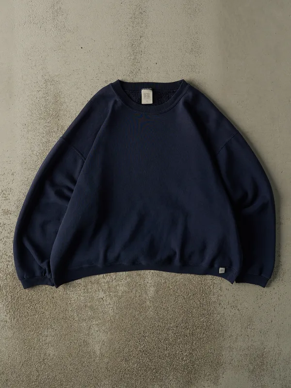 Vintage 90s Navy Blue Russell Athletic Blank Boxy Crewneck (L) sold by Rebalance Vintage