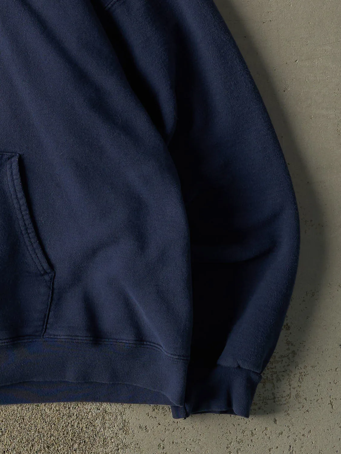 Vintage 90s Navy Blue Blank Zip Up Hoodie (L/XL) sold by Rebalance Vintage product image thumbnail 4