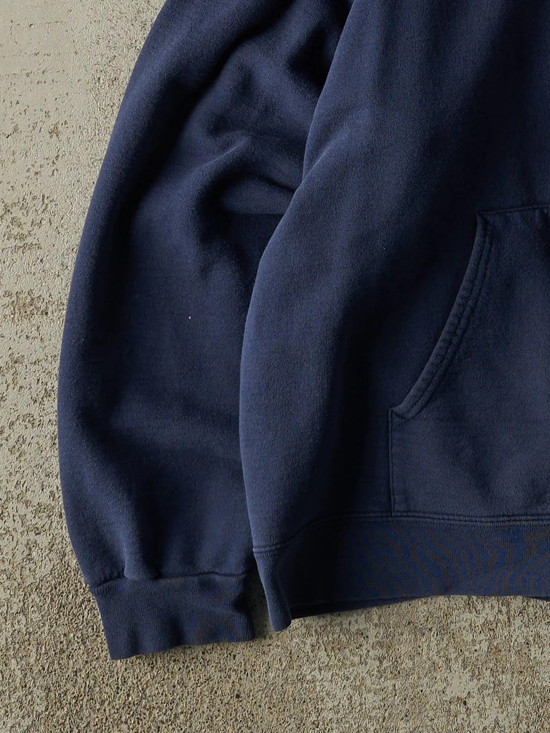 Vintage 90s Navy Blue Blank Zip Up Hoodie (L/XL) sold by Rebalance Vintage product image thumbnail 3