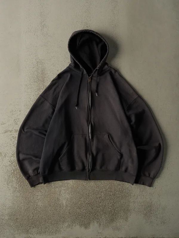 Vintage 90s Sun Faded Black Blank Zip Up Hoodie (XL/XXL) sold by Rebalance Vintage