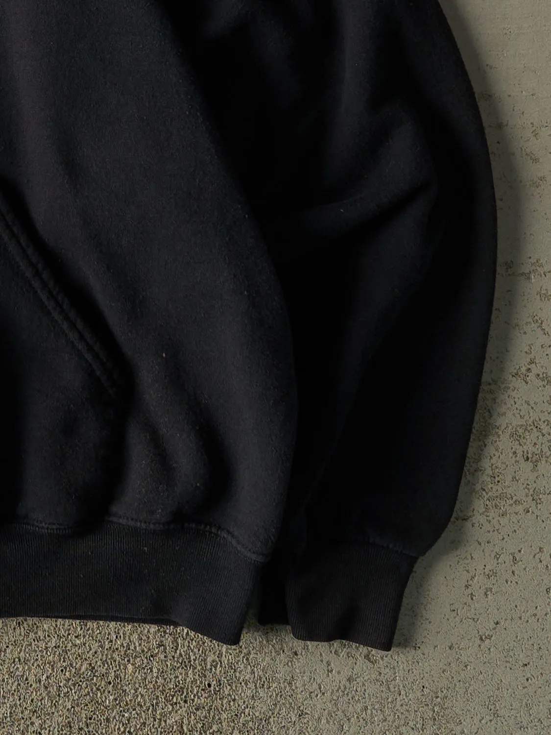 Vintage 90s Faded Black Blank Zip Up Hoodie (L) sold by Rebalance Vintage product image thumbnail 4