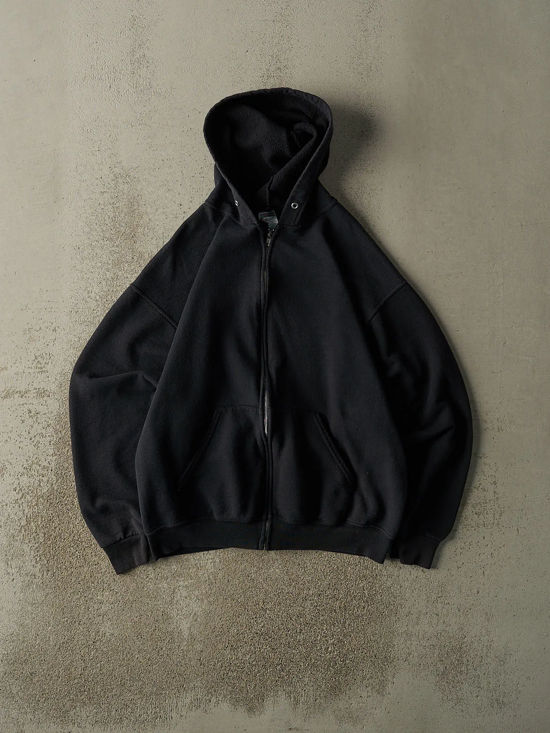 Vintage 90s Faded Black Blank Zip Up Hoodie (L) sold by Rebalance Vintage