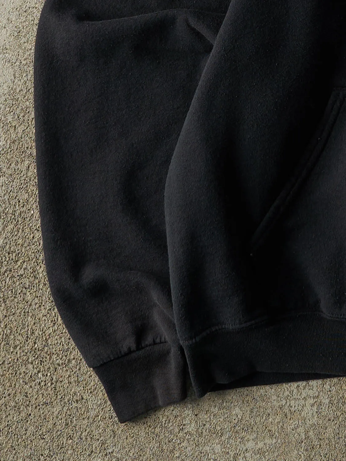 Vintage 90s Faded Black Blank Zip Up Hoodie (L) sold by Rebalance Vintage product image thumbnail 3