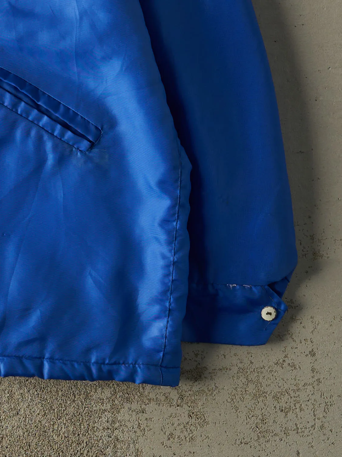 Vintage 80s Blue Toronto Maple Leafs Embroidered Nylon Jacket (XL) sold by Rebalance Vintage product image thumbnail 4