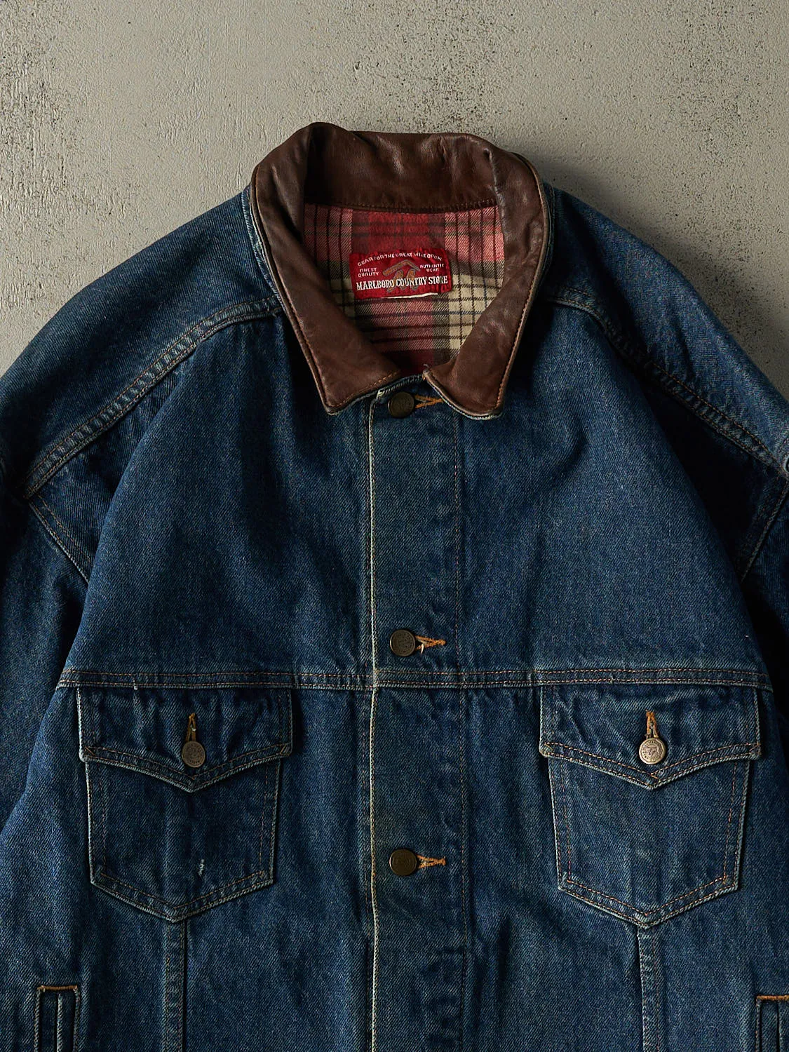 Vintage 80s Dark Wash Marlboro Jean Jacket (XL/XXL) sold by Rebalance Vintage product image thumbnail 2