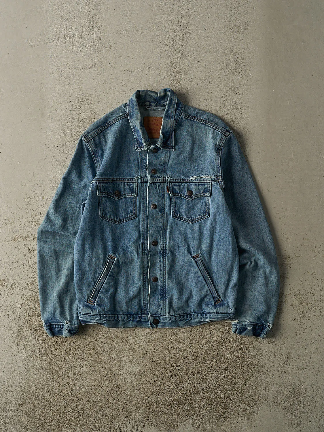 Vintage 90s Light Wash Levi's Orange Tab Jean Jacket (S) sold by Rebalance Vintage