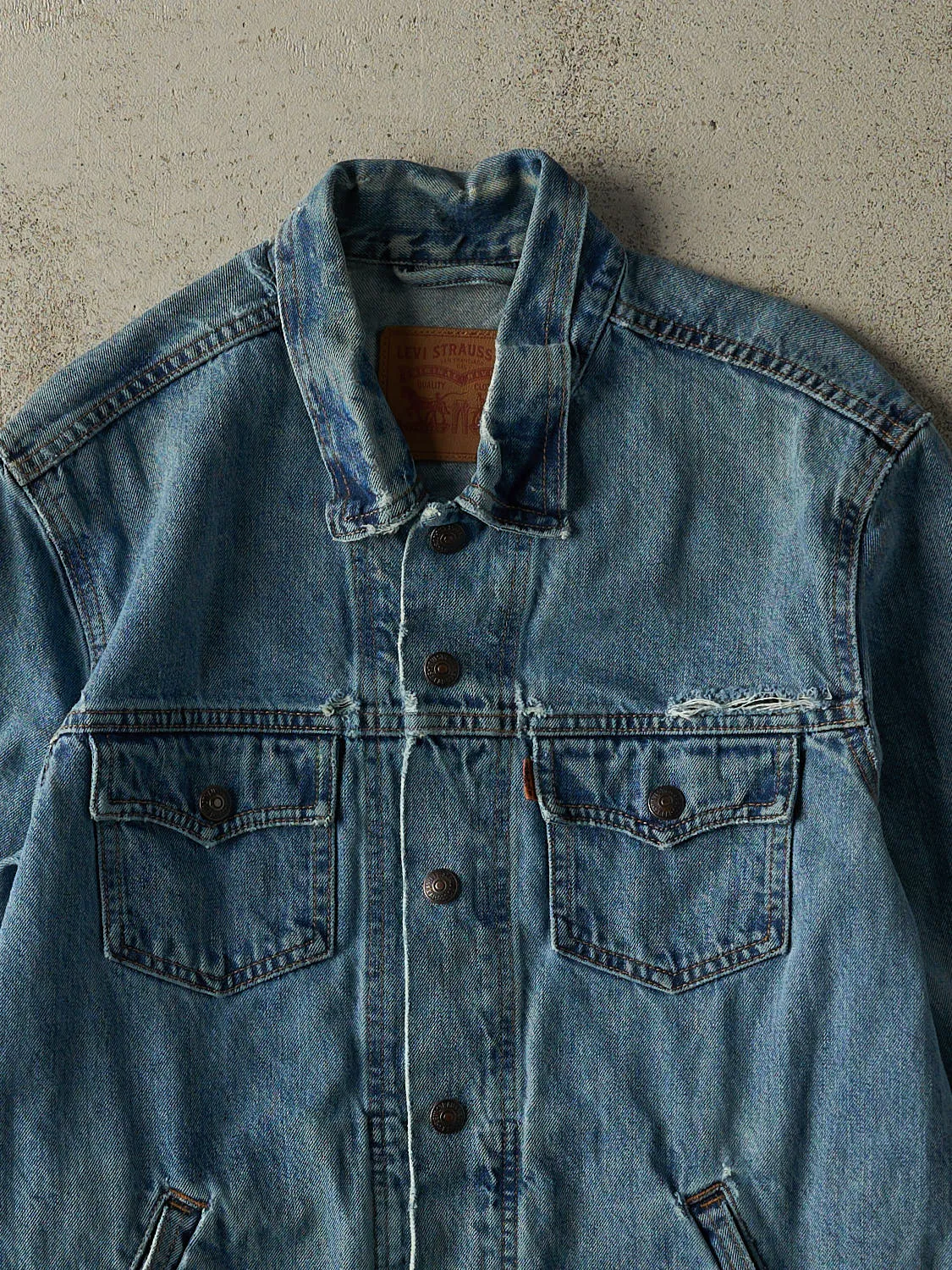 Vintage 90s Light Wash Levi's Orange Tab Jean Jacket (S) sold by Rebalance Vintage product image thumbnail 2