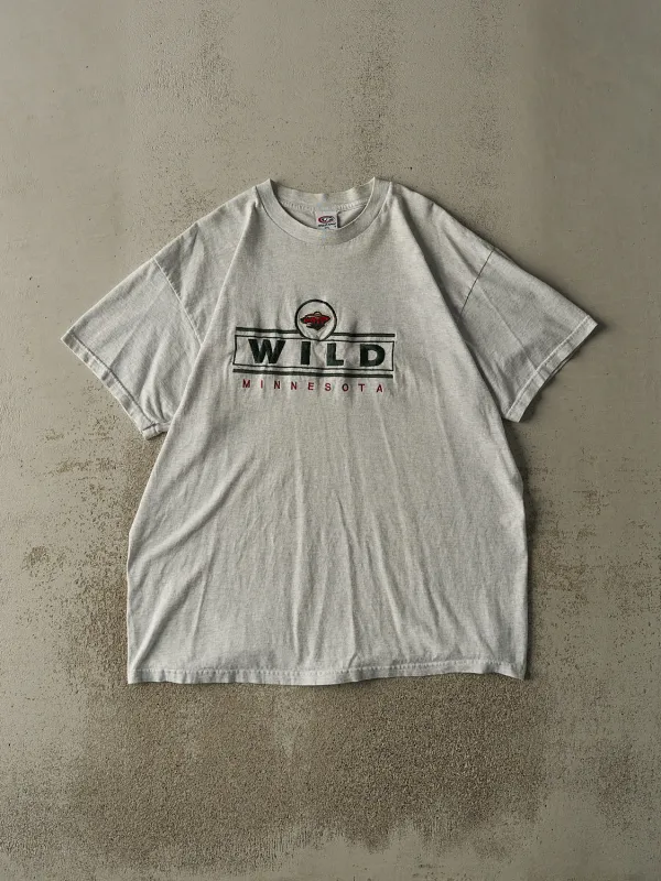 Vintage 90s Heather Grey Minnesota Wild Embroidered Tee (XL/XXL) sold by Rebalance Vintage
