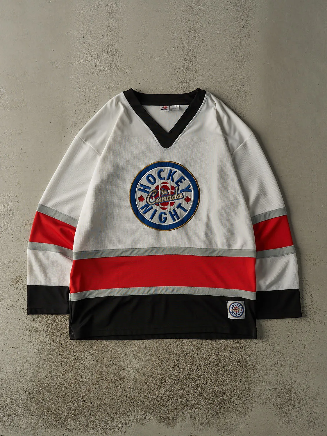 Vintage Y2K White Hockey Night in Canada Embroidered Hockey Jersey (XXL/XXXL) sold by Rebalance Vintage