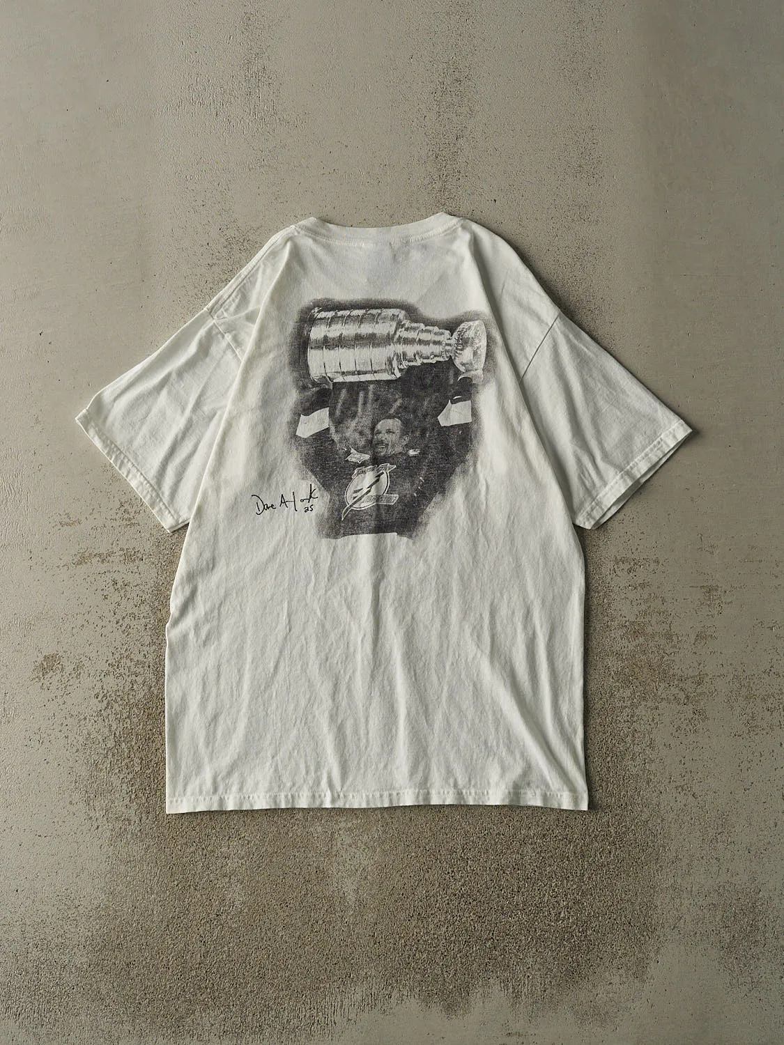 Vintage 04' White Tampa Bay Lightning Stanley Cup Champions Tee (L/XL) sold by Rebalance Vintage product image thumbnail 2