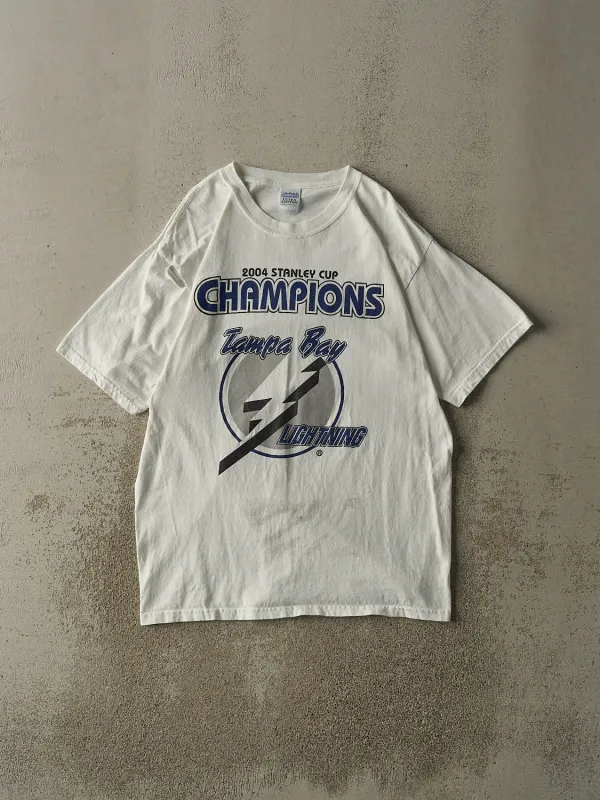 Vintage 04' White Tampa Bay Lightning Stanley Cup Champions Tee (L/XL) sold by Rebalance Vintage