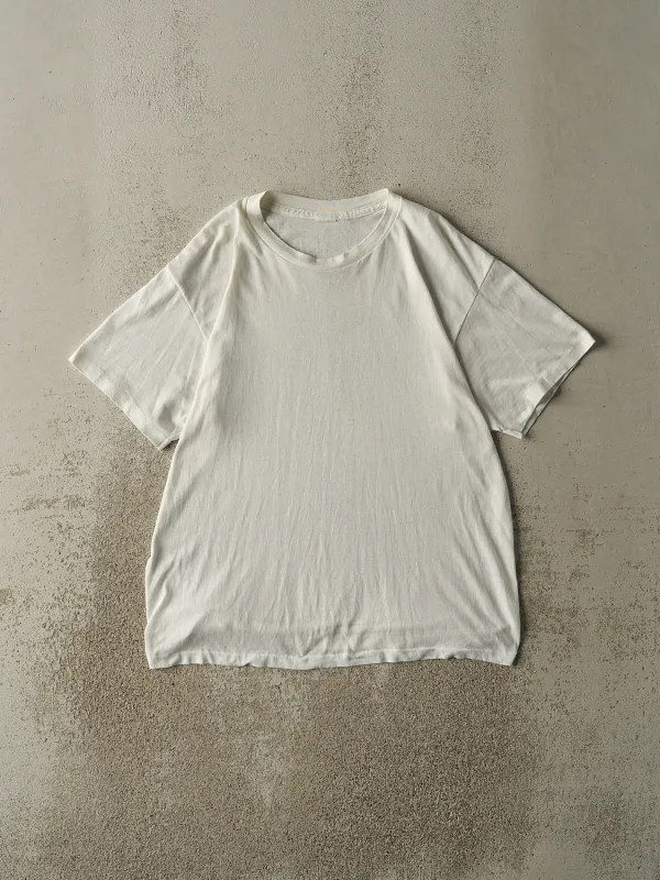 Vintage 80s White Blank Single Stitch Tee (M/L) sold by Rebalance Vintage