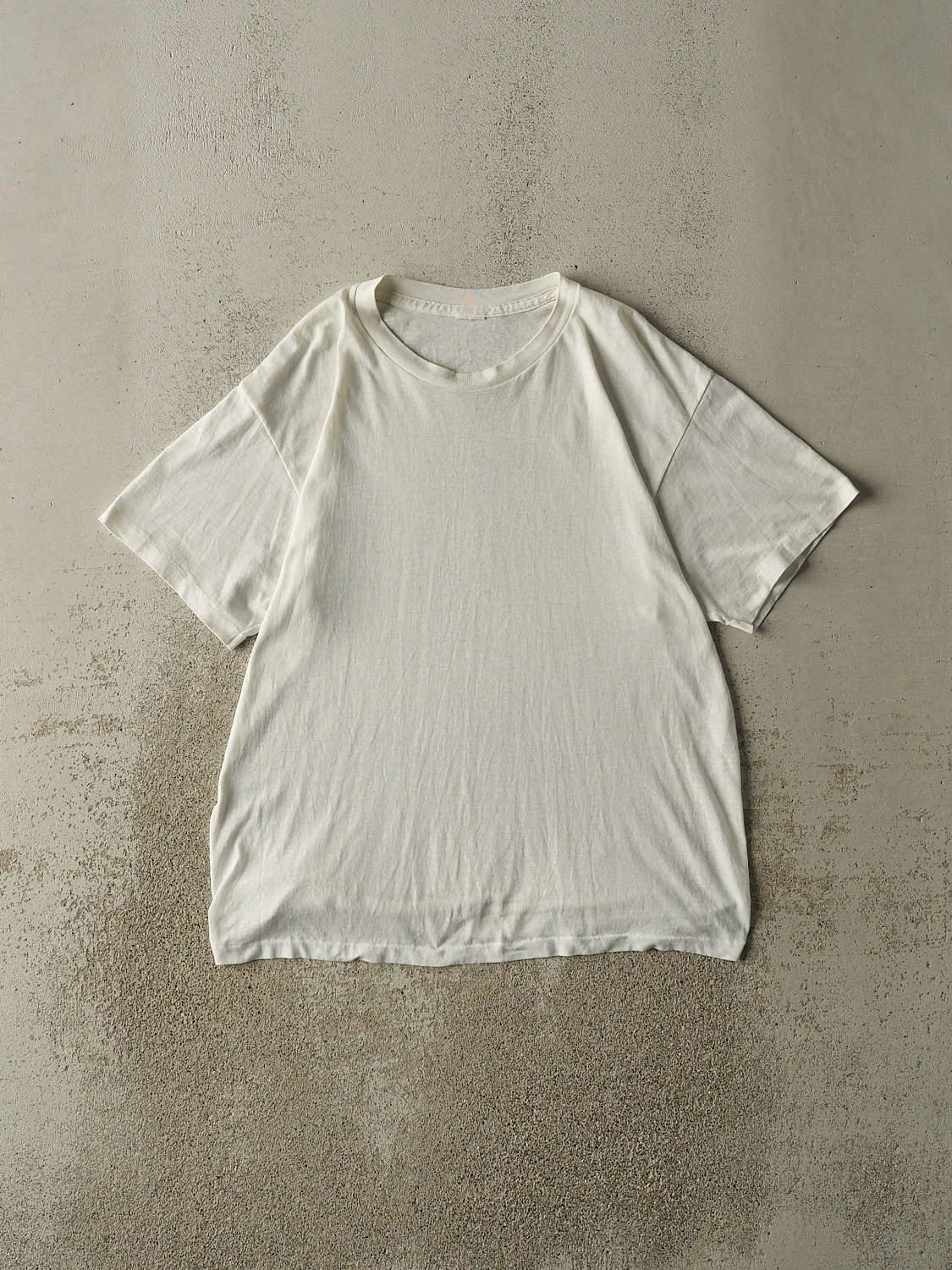 Vintage 80s White Blank Single Stitch Tee (M/L) sold by Rebalance Vintage