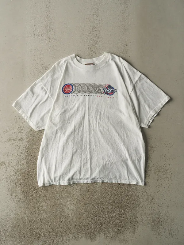 Vintage Y2K White Detroit Pistons Tee (XL) sold by Rebalance Vintage