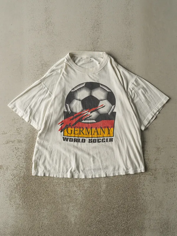 Vintage 90s White Germany Soccer Tee (L) sold by Rebalance Vintage