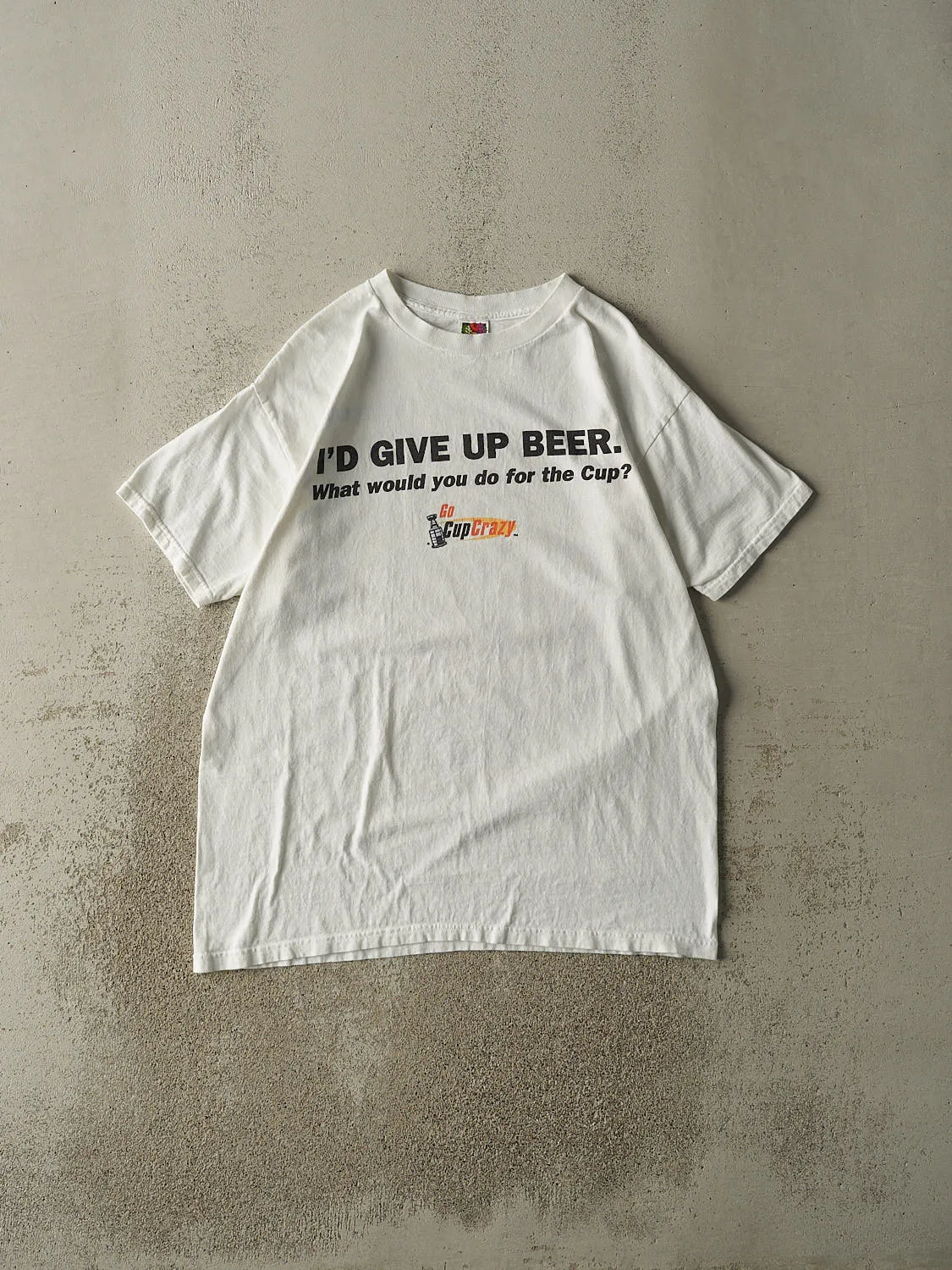 Vintage 90s White NHL Stanley Cup Slogan Tee (L/XL) sold by Rebalance Vintage