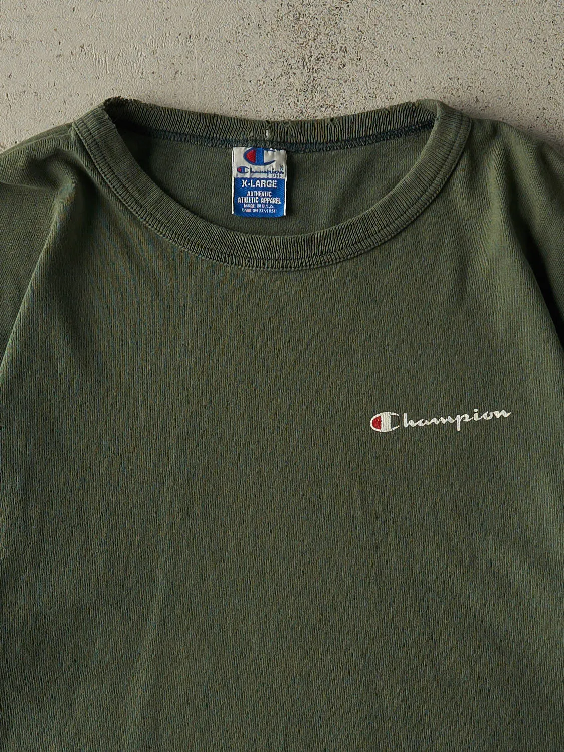 Vintage 90s Sun Faded Green Champion Logo Tee (L) sold by Rebalance Vintage product image thumbnail 2