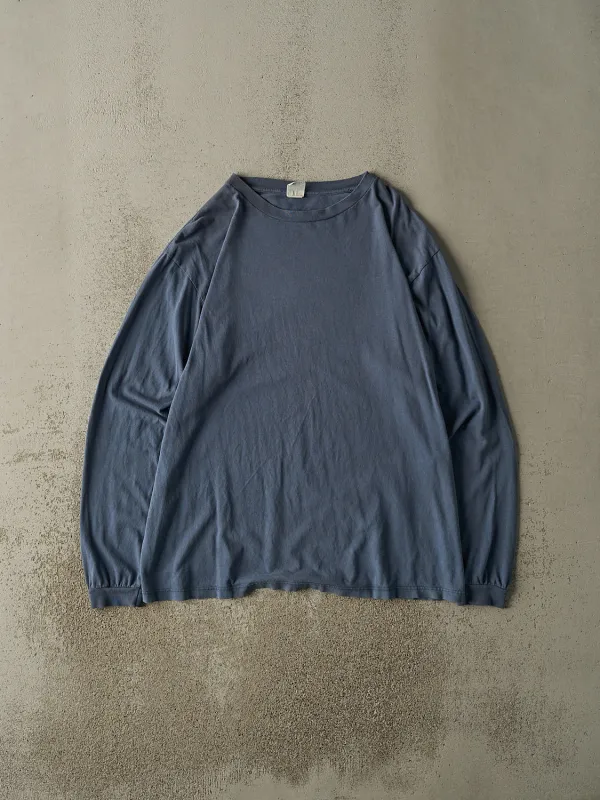 Vintage 90s Slate Blue Blank Long Sleeve (XL) sold by Rebalance Vintage