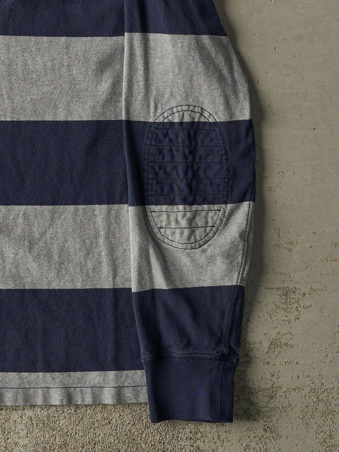 Vintage Y2K Navy Blue & Grey Polo Ralph Lauren Rugby Long Sleeve (M/L) sold by Rebalance Vintage product image thumbnail 4