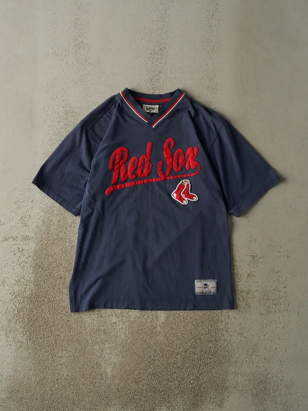Vintage 90s Navy Blue Boston Red Sox Embroidered Tee (S/M) sold by Rebalance Vintage