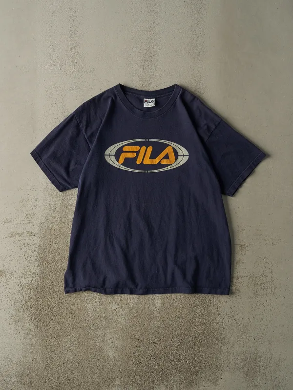 Vintage 90s Navy Blue Fila Logo Tee (L/XL) made by Rebalance Vintage
