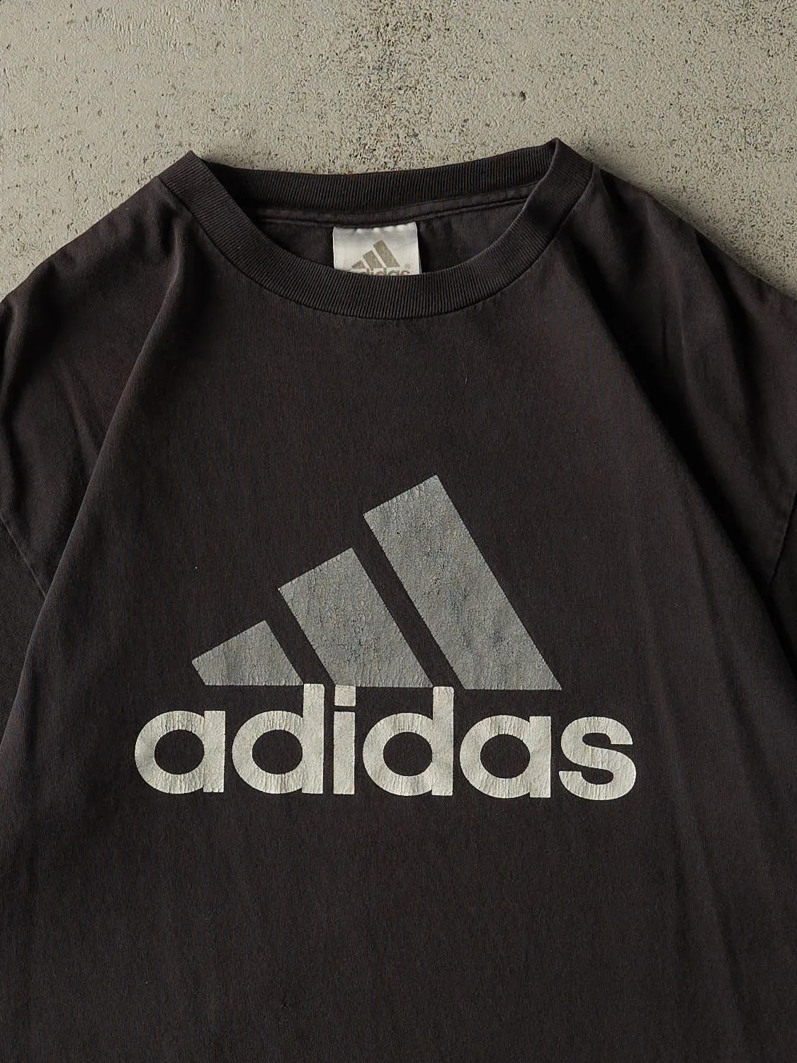 Vintage 90s Faded Black Adidas Logo Tee (M/L) sold by Rebalance Vintage product image thumbnail 2