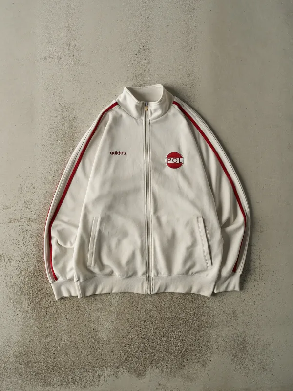 Vintage Y2K White & Red Adidas Poland Zip Up Track Sweater (L/XL) sold by Rebalance Vintage