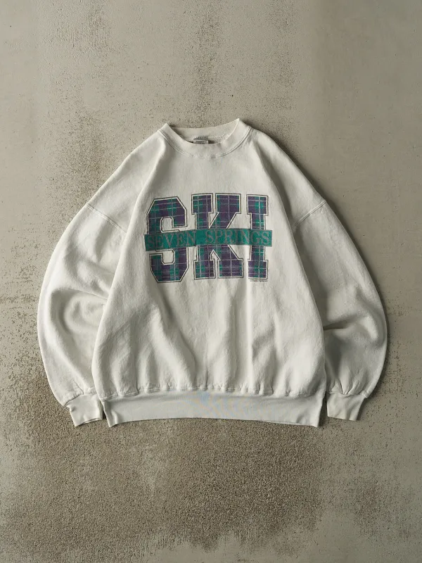 Vintage 80s White Seven Springs Ski Crewneck (L/XL) sold by Rebalance Vintage