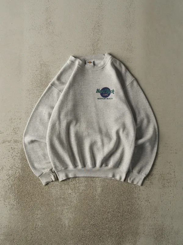 Vintage Y2K Heather Grey Hard Rock Cafe Newport Beach Crewneck (S/M) sold by Rebalance Vintage