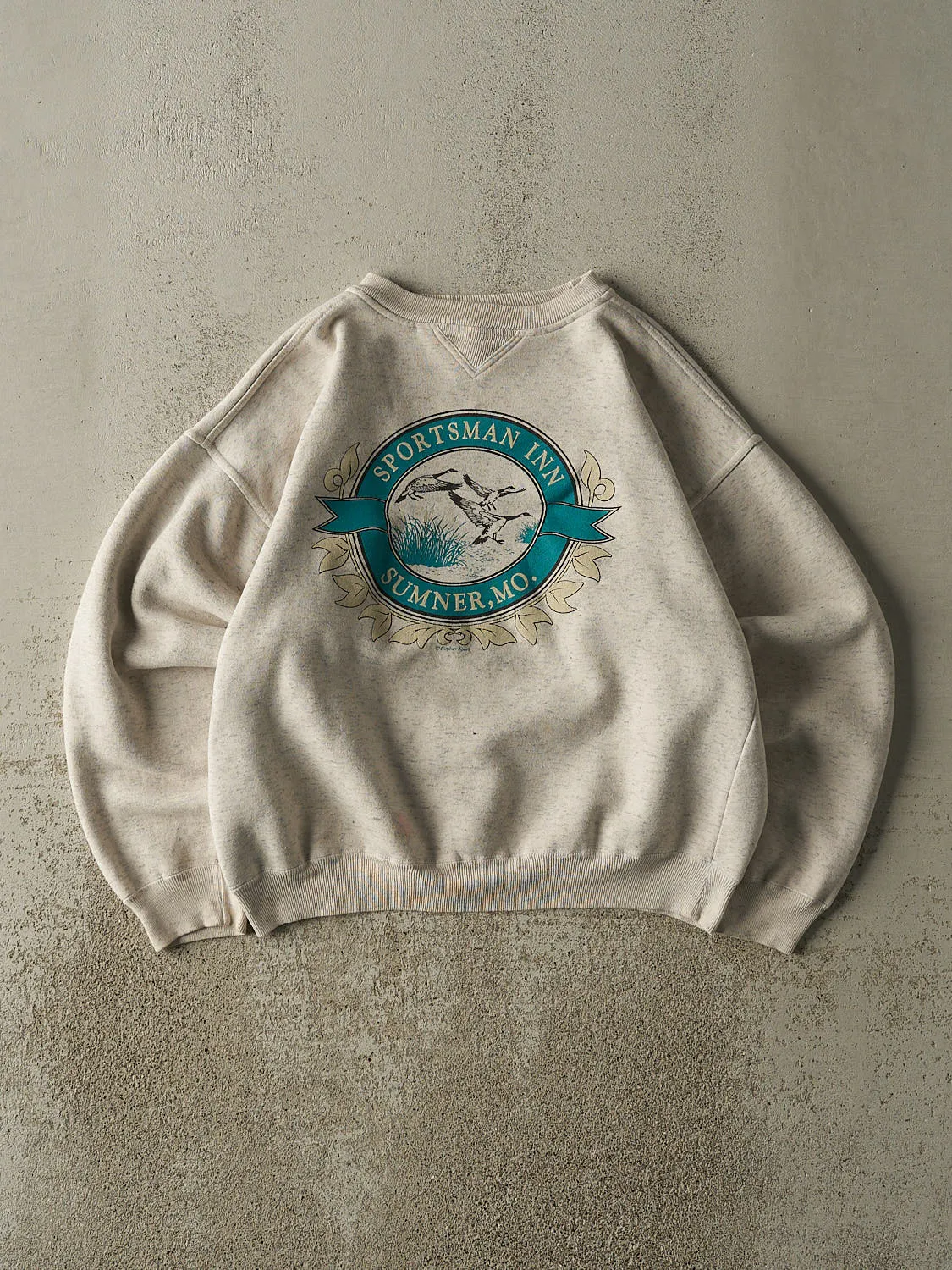 Vintage 80s Heather Grey Sportsman Inn Crewneck (M) sold by Rebalance Vintage