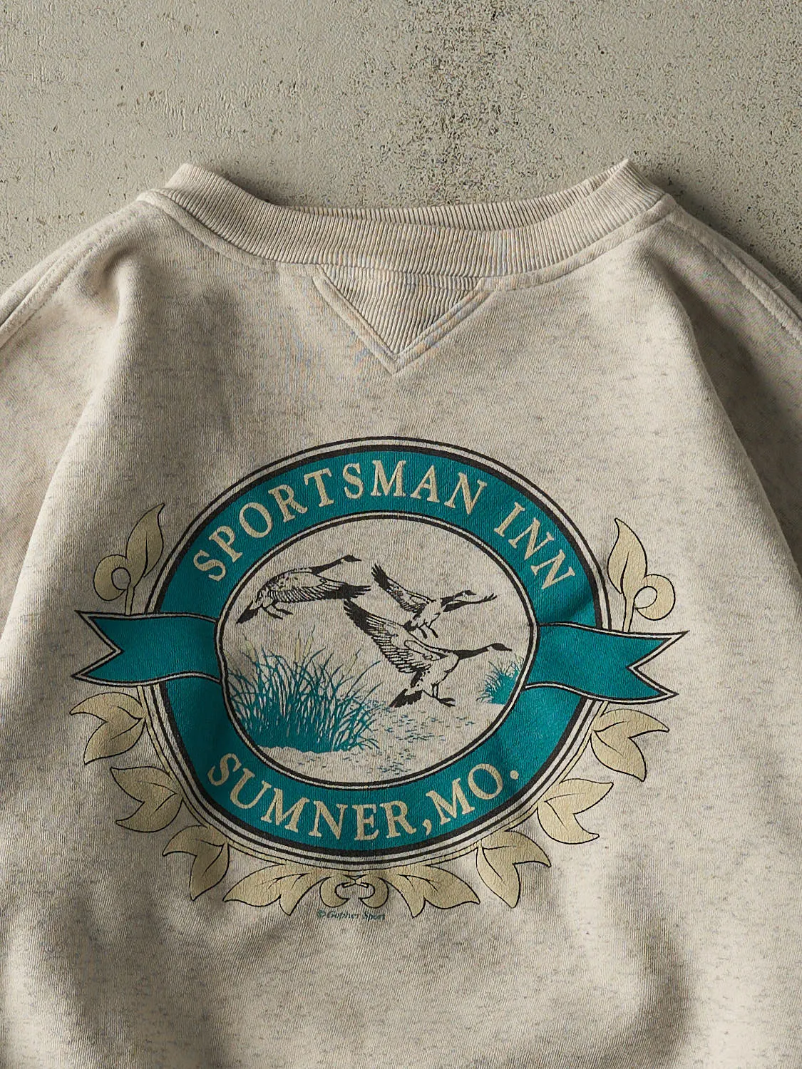 Vintage 80s Heather Grey Sportsman Inn Crewneck (M) sold by Rebalance Vintage product image thumbnail 2
