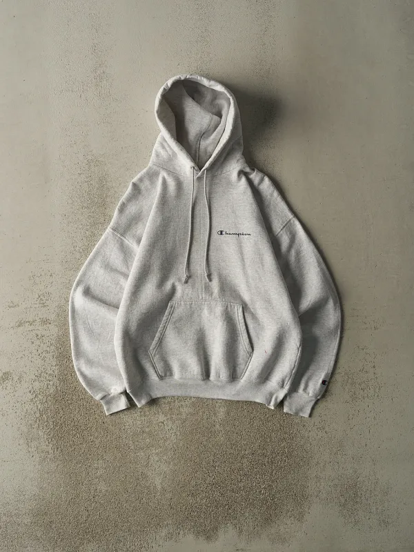 Vintage 90s Heather Grey Champion Logo Hoodie (S/M) sold by Rebalance Vintage