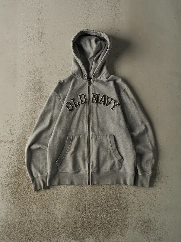 Vintage 90s Grey Old Navy Embroidered Zip Up Hoodie (M) sold by Rebalance Vintage