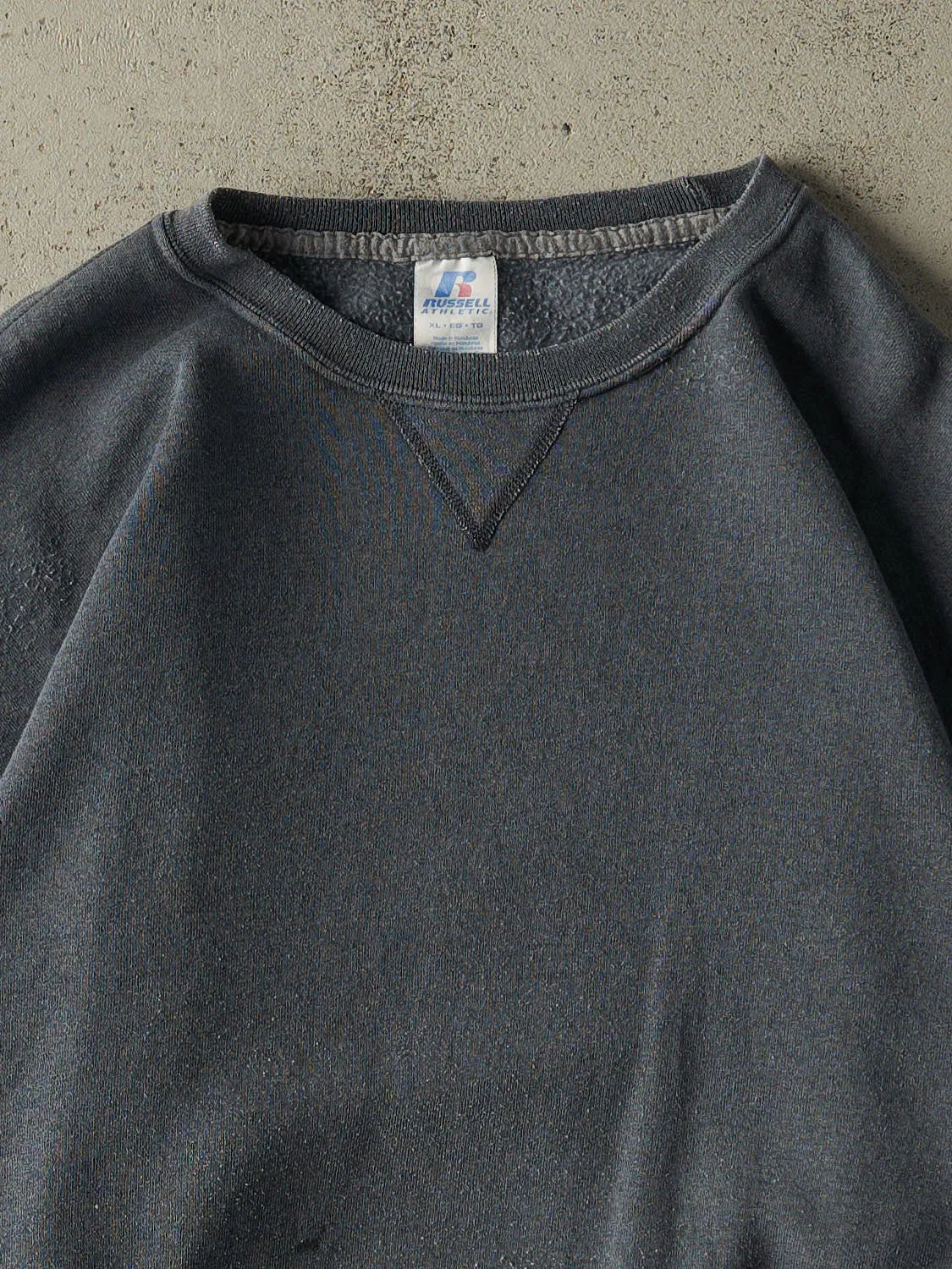 Vintage Y2K Charcoal Grey Russell Athletic Blank Crewneck (L/XL) sold by Rebalance Vintage product image thumbnail 2