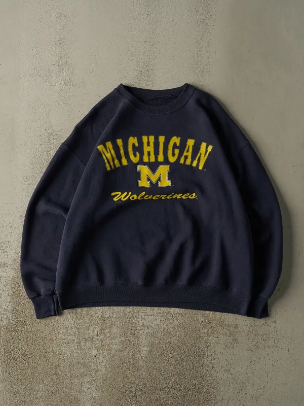 Vintage 90s Navy Blue University of Michigan Wolverines Crewneck (L/XL) sold by Rebalance Vintage
