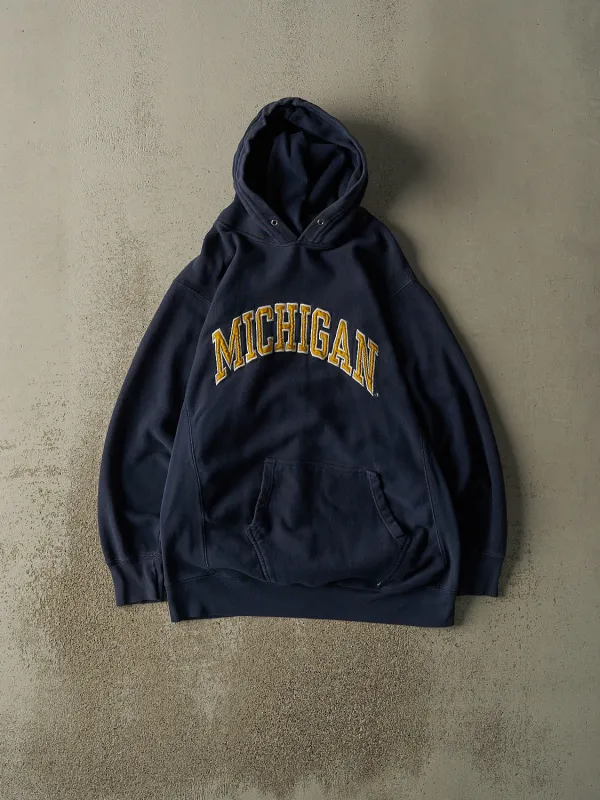 Vintage Y2K Navy Blue University of Michigan Embroidered Hoodie (L/XL) sold by Rebalance Vintage