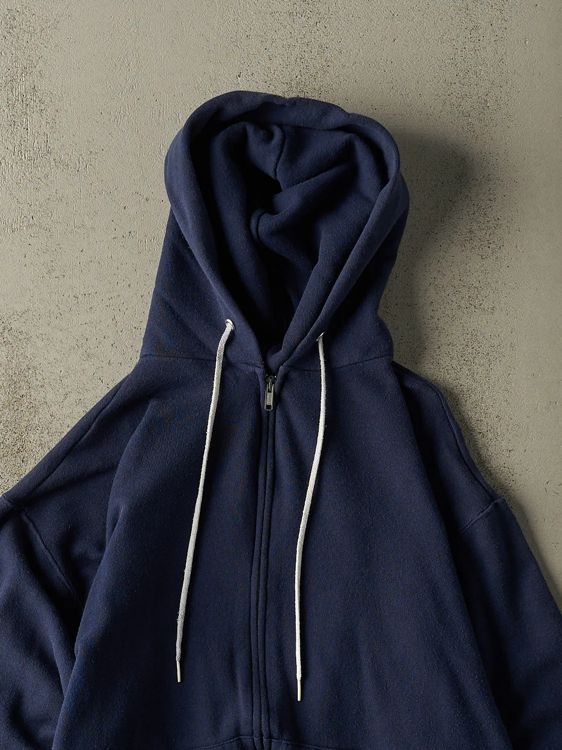 Vintage 80s Navy Blue Blank Zip Up Hoodie (M) sold by Rebalance Vintage product image thumbnail 2