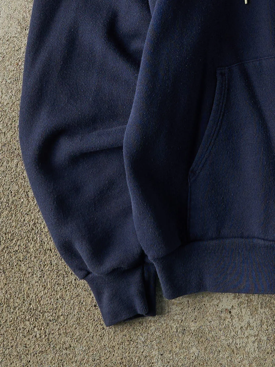 Vintage 80s Navy Blue Blank Zip Up Hoodie (M) sold by Rebalance Vintage product image thumbnail 3