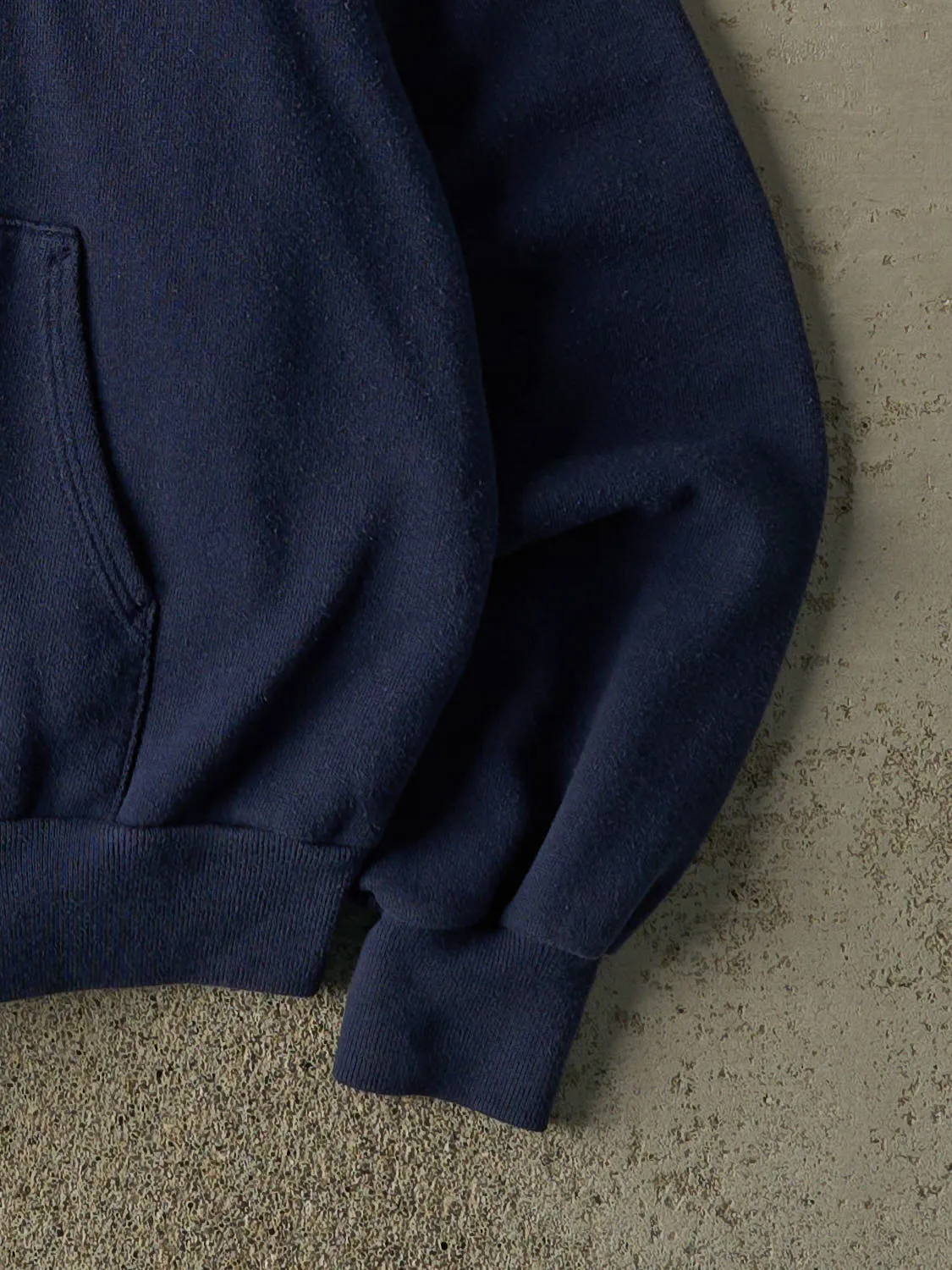 Vintage 80s Navy Blue Blank Zip Up Hoodie (M) sold by Rebalance Vintage product image thumbnail 4