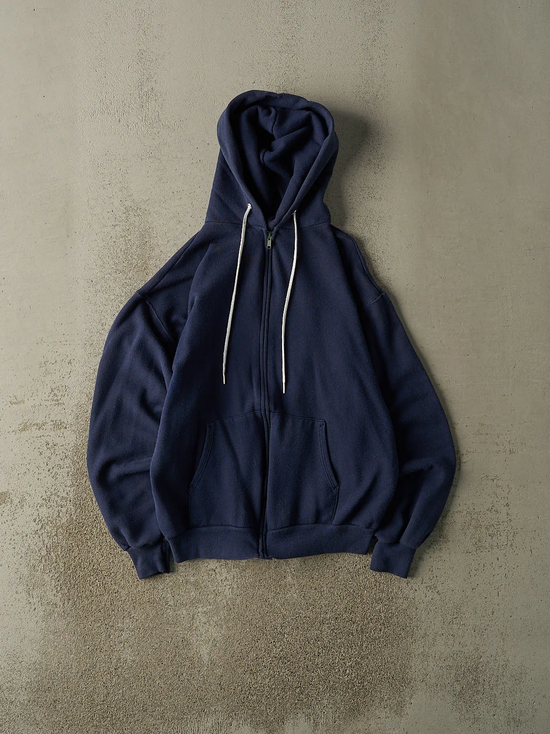 Vintage 80s Navy Blue Blank Zip Up Hoodie (M) sold by Rebalance Vintage