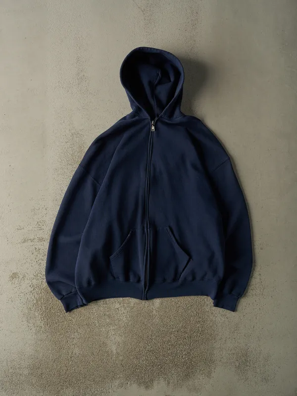 Vintage Y2K Navy Blue Russell Athletic Blank Zip Up Hoodie (XL/XXL) sold by Rebalance Vintage