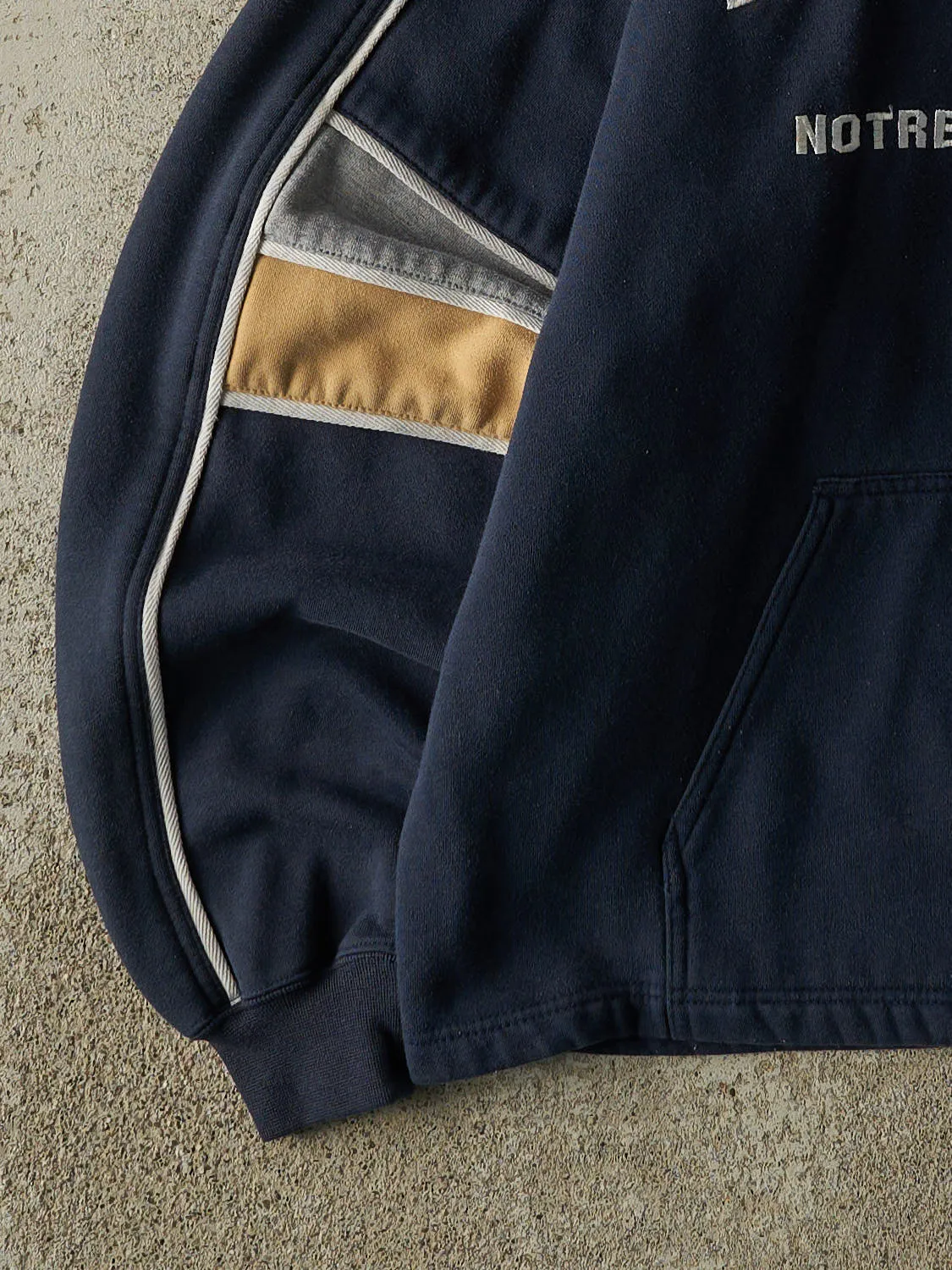 Vintage 90s Navy Blue Notre Dame Fighting Irish Embroidered Hoodie (L/XL) sold by Rebalance Vintage product image thumbnail 3