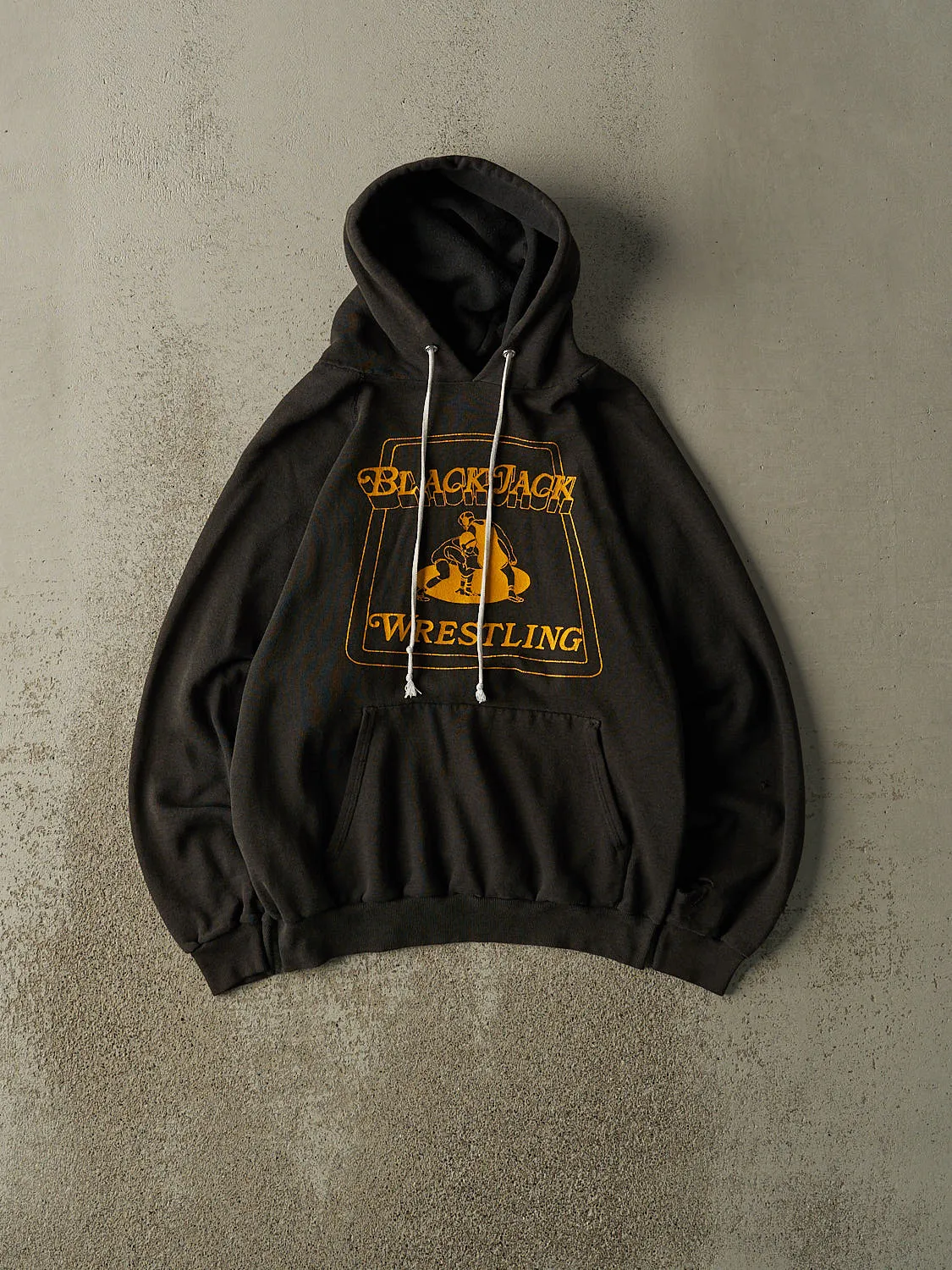 Vintage 80s Faded Black Black Jack Wrestling Hoodie (S/M) sold by Rebalance Vintage